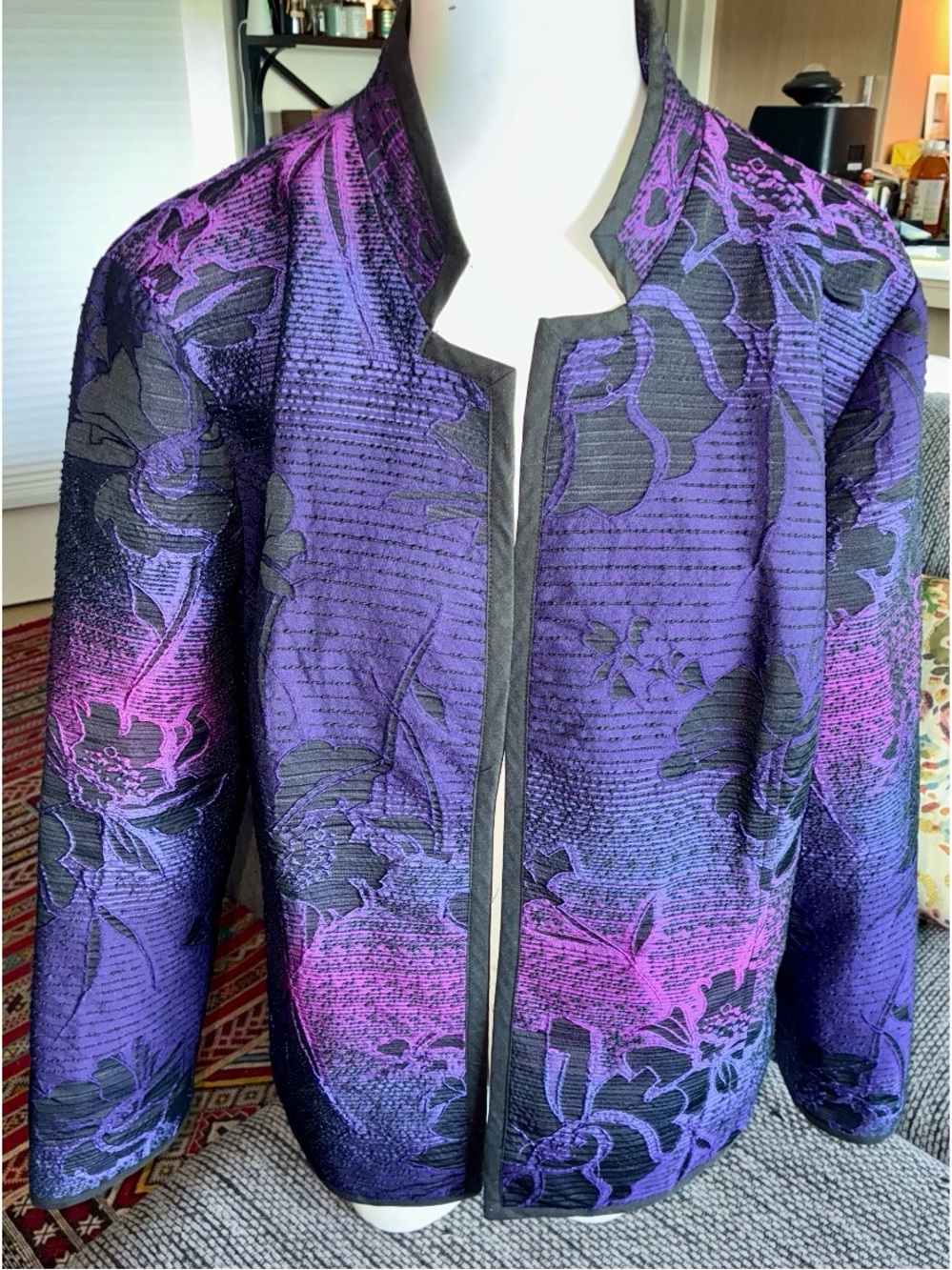Chico’s Long-sleeve Purple/black Dress Jacket, Sz 3